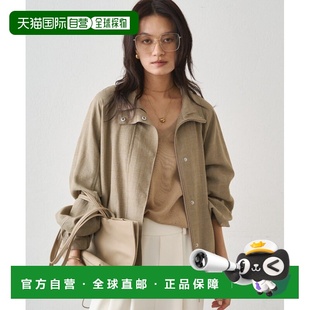 1h可退 日本直邮Loungedress 女装 宽松短款 长袖褶饰 立领混纺休