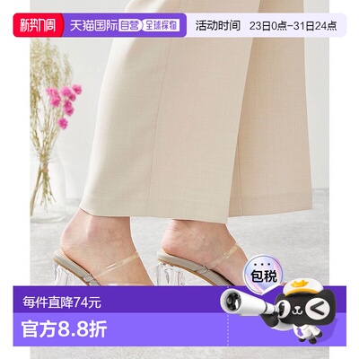 日本直邮Menue 方形多角透明跟凉鞋 ME8623BW01732