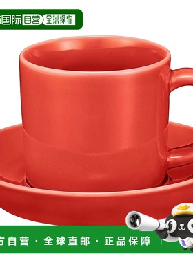 【日本直邮】波佐見烧“Common”小咖啡杯与碟子 红色 18291