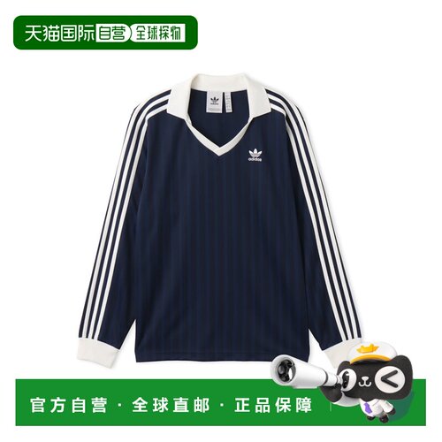 日本直邮adidas 阿迪达斯阿迪色彩珠地足球长袖球衣夜靛蓝