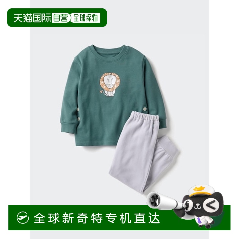 日潮跑腿UNIQLO优衣库 Lisa Larson 家居服套装 54 GREEN BABY 80