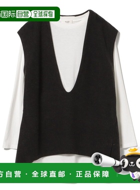 1h可退 日本直邮BEAMS HEART 女士U领马甲长袖T恤两件套 43140142