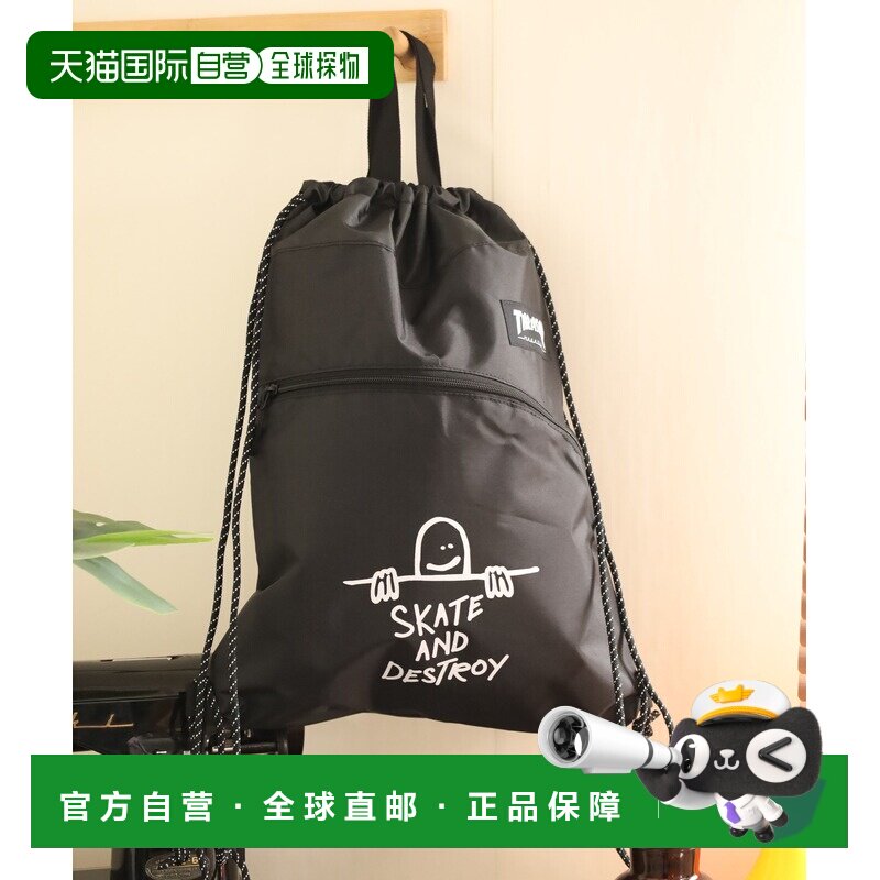 1h可退 日本直邮THRASHER 男女同款 简约黑色机能风双肩背包 SATH