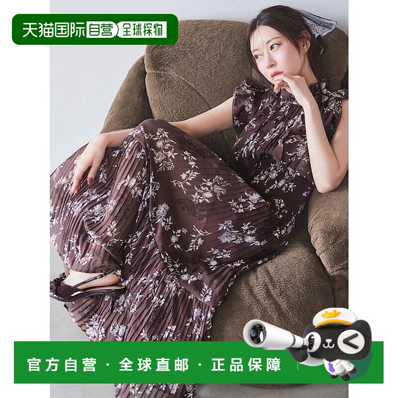 日本直邮SNIDEL 印花百褶雪纺连衣裙 SN1728EW045368