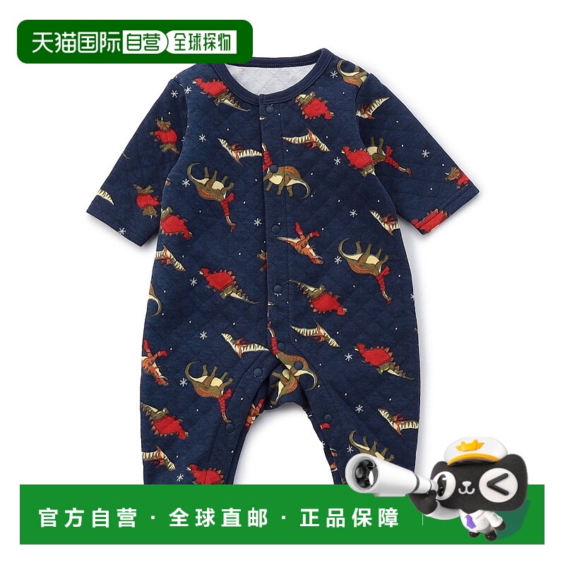 1h可退 日本直邮Ampersand 儿童冬季恐龙图案针织绗缝连体衣 半开