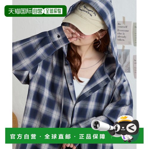 日本直邮anyway. 女士 防晒轻盈连帽格纹衬衫 sh1653外套通勤