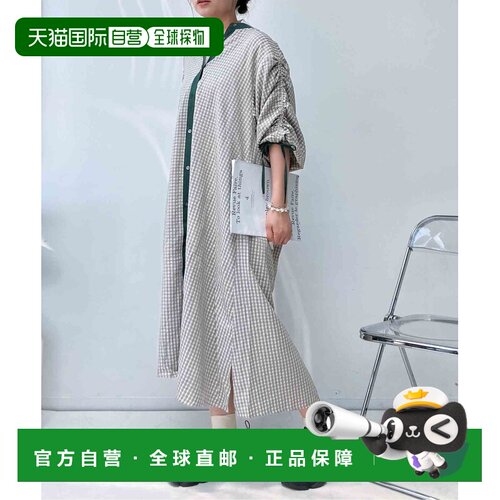 日本直邮AS KNOW AS plus 女装 宽松A字衬衫连衣裙 袖口抽绳设计