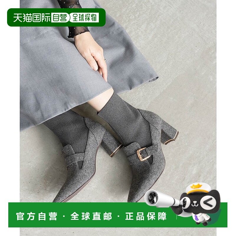 日本直邮RANDA 绗缝搭扣针织对接靴 RA041BW15029 黑色 女靴