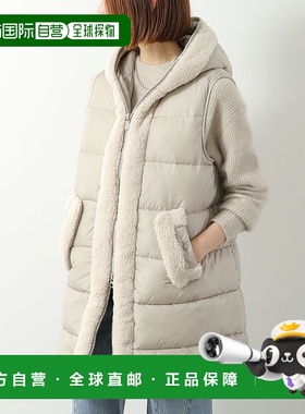 日本直邮SAVE THE DUCK Mega 女士棉服背心D82494W人造毛皮连帽带