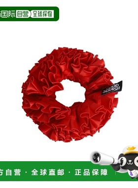 日本直邮GOOD SQUISH 女士 真丝 多层荷叶边发圈 鲜艳红缎面设计