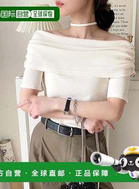 日本直邮Classical Elf 五分袖系带开肩短上衣 C04519EW013928