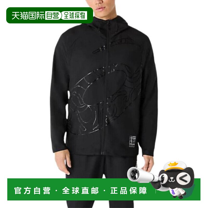 日本直邮Asics Logo连帽拉链长袖夹克外套 男款 黑色