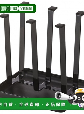 【日本直邮】Yamazaki山崎 玻璃杯立架 薄型 6个杯子 黑色 tower