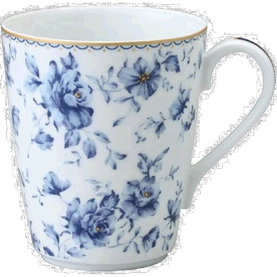 Narumi鸣海  马克杯家用马克杯典雅精致陶瓷杯子蓝色花图 300ML