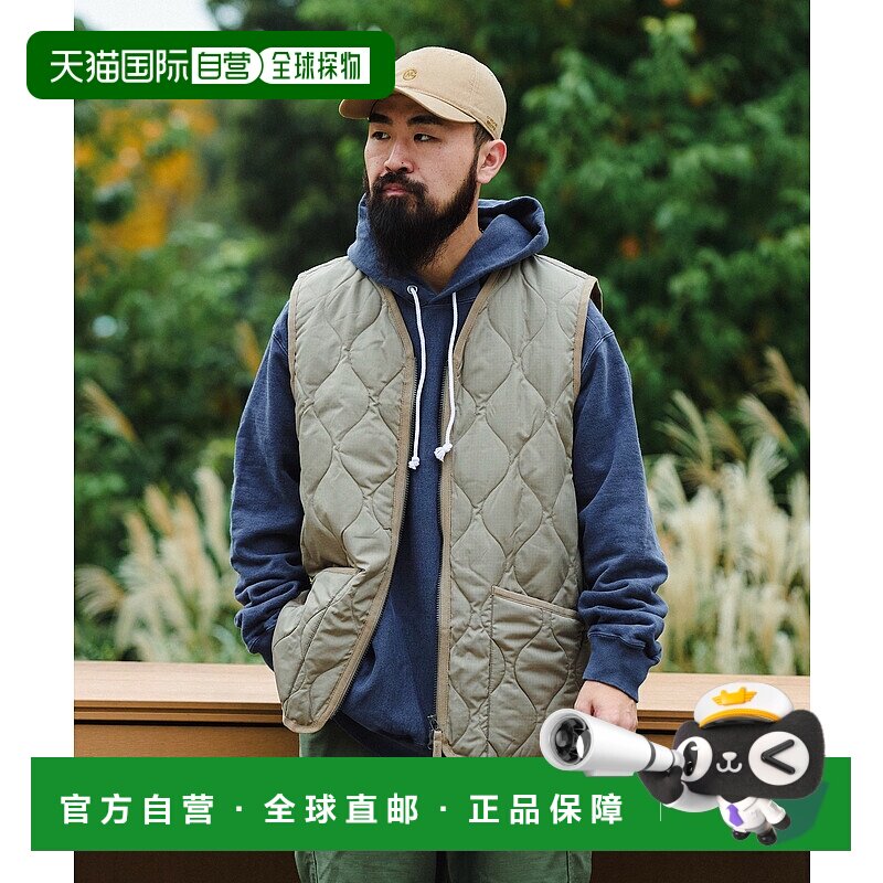 1h可退 日本直邮TAION 男女同款 宽松V领W拉链羽绒背心 双侧开衩