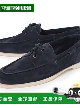 日本直邮John Lobb 男士蓝色甲板鞋 箔面 B0322fle 5a 海军蓝 箔