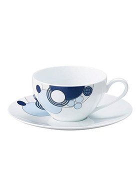 【日本直邮】Noritake则武 杯碟套装 220cc 皇家蓝 白色 好瓷器