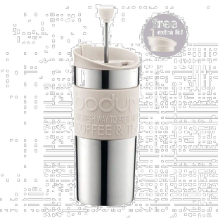 【日本直邮】波顿法压壶咖啡机(平底杯用带盖)不锈钢制350ml米白