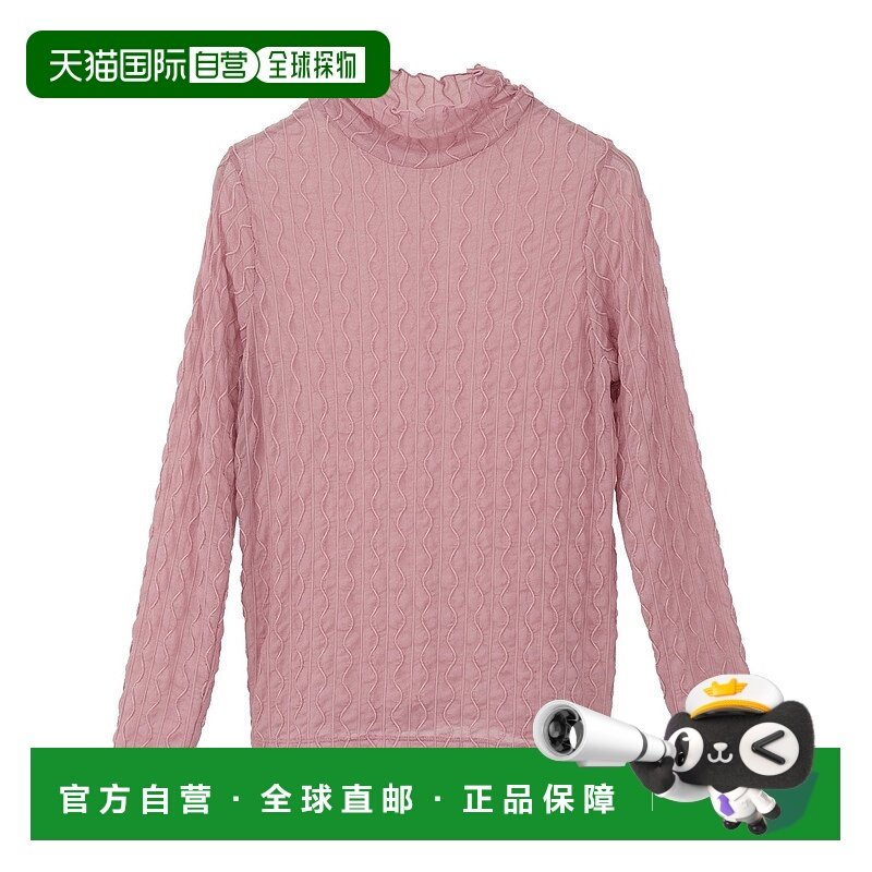 1h可退 日本直邮earth music&ecology 女士高领网纱纹理长袖上衣