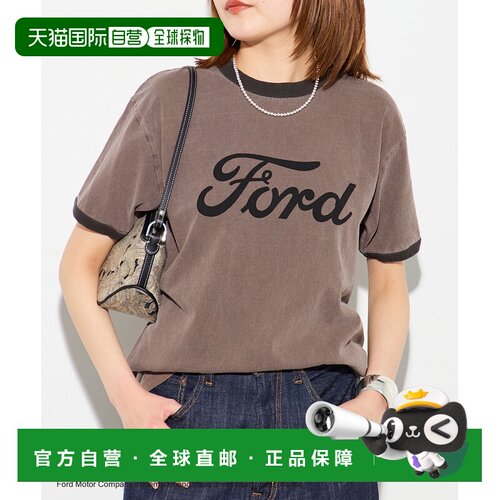 日本直邮JOURNAL STANDARD L'ESSAGE 女士 纯棉做旧感Ford标印花T