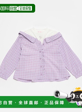 日本直邮Mezzo Piano Junior 对接格纹衬衫 淡紫色 适合110 140cm