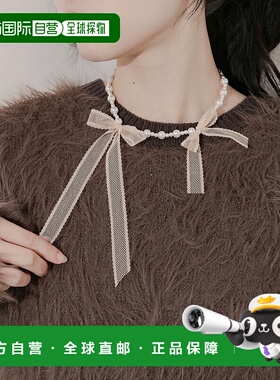 1h可退 日本直邮SMELLY 女装 双层蕾丝蝴蝶结珍珠项链 SMA62PF085