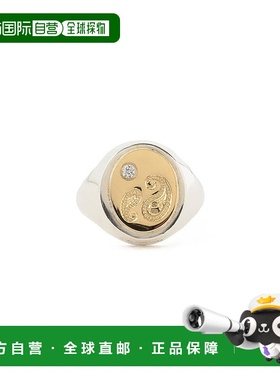 1h可退 日本直邮BUNNEY 男士银色黄金钻石印章戒指 21420094197