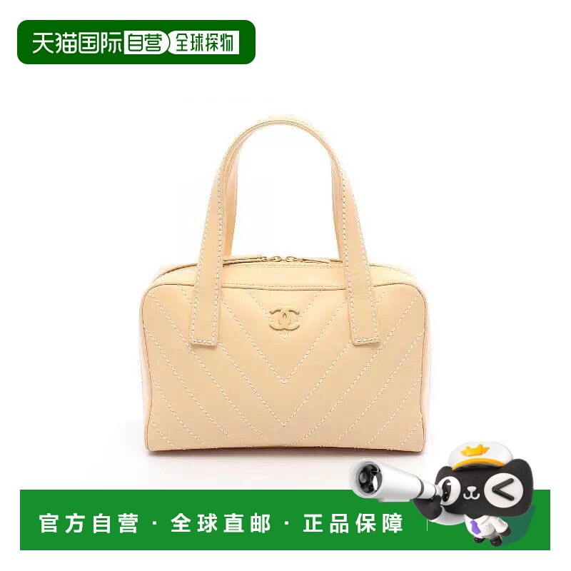 日本直邮中古Chanel香奈儿女包B级9新handbag手提包牛皮手提包浅