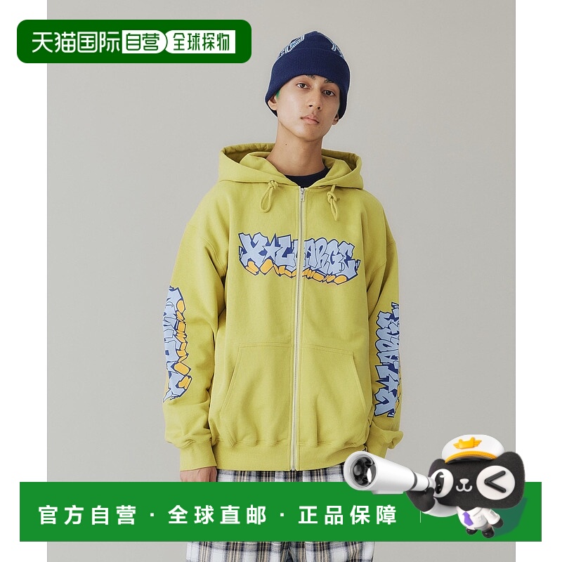 1h可退 日本直邮XLARGE男女同款宽松刺绣连帽卫衣半拉链设计 1012