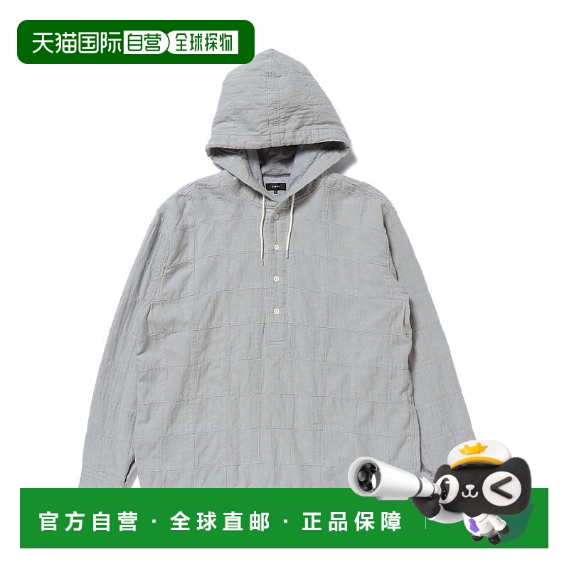 1h可退 日本直邮BEAMS 男士拼接斜纹布连帽衬衫 11111133803长袖