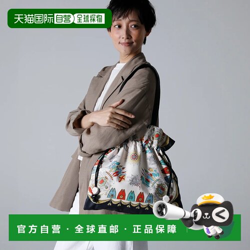 日本直邮TREASURE TOPKAPI 丝巾图案束口包 斜挎包托特包黑色