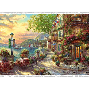【日本直邮】1000片微型拼图里维埃拉鲜花盛开的咖啡馆26×38cm