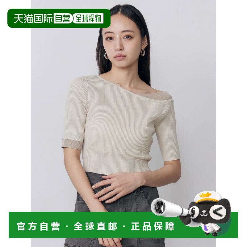 日本直邮MURUA 女装 半袖单肩叠层设计针织上衣 0126326009