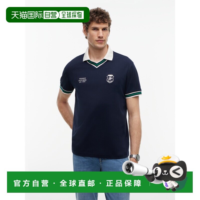 日本直邮tommy hilfiger V领珠地棉宽松版Polo衫短袖图片