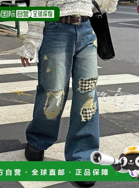 日本直邮CIAOPANIC 女装 宽松版型做旧拼接丹宁裤 CPZ1052403A000