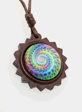 【日本直邮】[Chaihane] Mandala Wood 男士项链 绿色吊坠