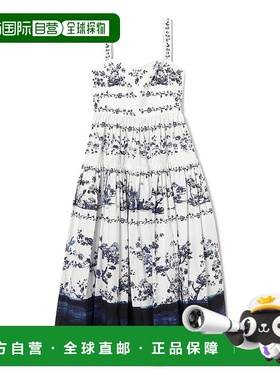 1h可退 日本直邮ERDEM 女装 cyan strap 连衣裙 蓝色花卉印花 棉