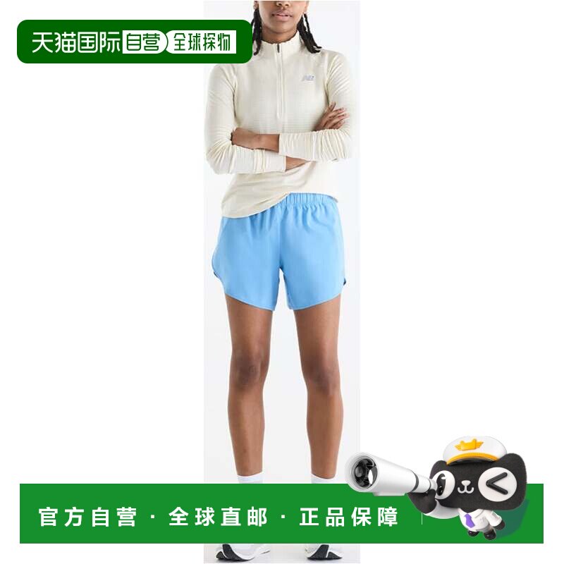 日本直邮New Balance 女士运动短裤5英寸无内衬可调腰反光标志跑
