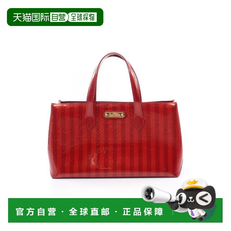 日本直邮中古LV路易威登女包B级9新Wilshire PM漆皮手提包红色