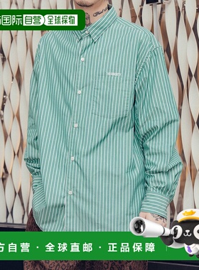 1h可退 日本直邮Subciety 男女同款 柔Supima棉条纹衬衫 隐形扣门