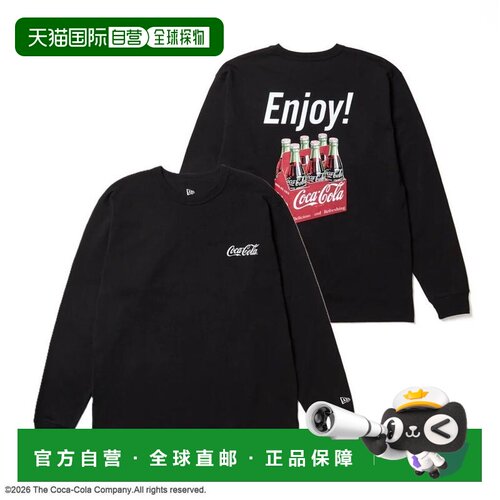 日本直邮NEW ERA Coca-Cola 可口可乐 长袖T恤 水洗棉 黑色