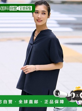 日本直邮23区 弹力乔其纱翻领短袖T恤 [234613EW17368]