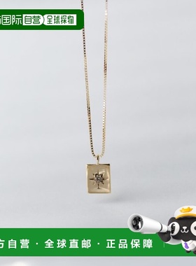 1h可退 日本直邮cui-cui K10YG 黄金 0.025ct 钻石 方形吊坠项链