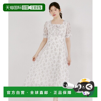 日本直邮tocco closet 女装 玫瑰印花透视感收褶泡泡袖连衣裙 186
