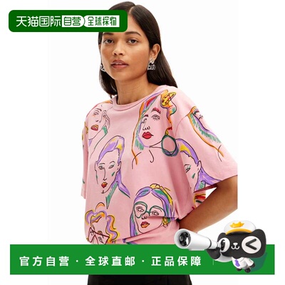 日本直邮フェイス arty T恤 粉色短袖女装