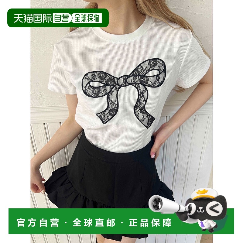 1h可退 日本直邮PHILLY女士蕾丝蝴蝶结拼接宽松T恤 PWC25SS070