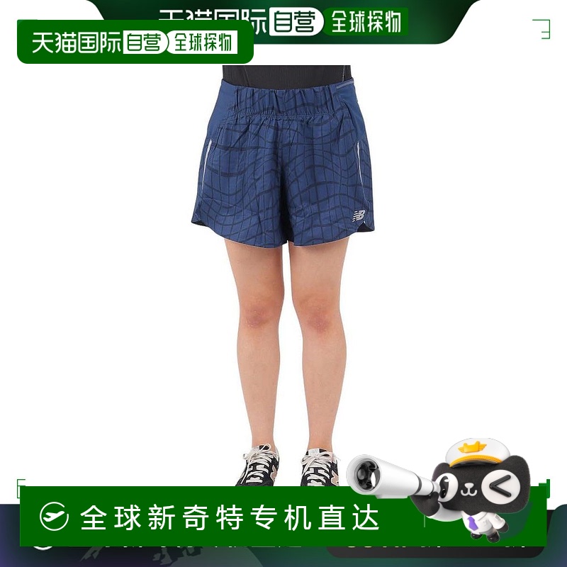 日本直邮New Balance 松紧腰直筒合身休闲短裤 女款 蓝色