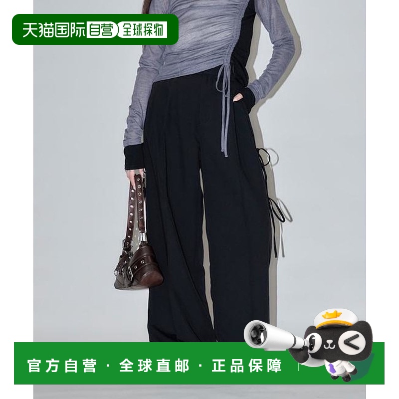 日本直邮PUBLUX 带侧蝴蝶结的西裤 休闲裤高腰线上颜色直筒裤