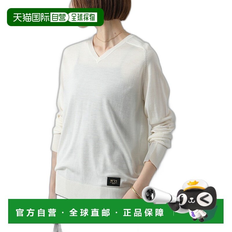 日本直邮N°21 女士毛衣 N2M0 A037 针织 羊毛 V 领 长袖 标志 颜