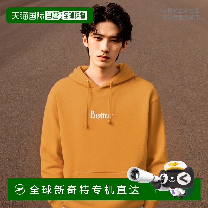 日本直邮BUTTER GOODS 连帽衫运动套头衫男式经典徽标套头衫黑 Q2